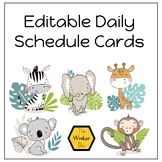 Editable Cute Animals Daily Schedule Cards