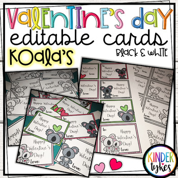 Preview of Editable Cute Koala Valentine's Day Cards