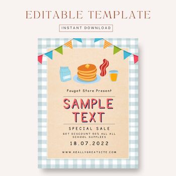 Preview of Editable Cute breakfast theme flyer