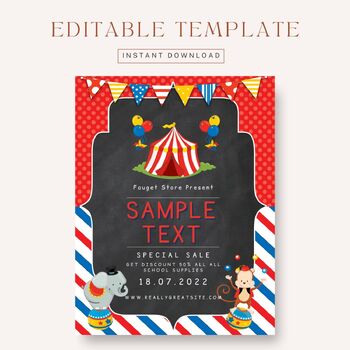 Preview of Editable Cute fun circus theme flyer