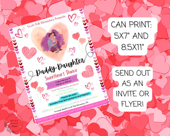 Preview of Editable Daddy Daughter Dance Flyer, PTO PTA School Flyer, Father and Daughter