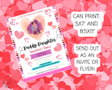 Editable Daddy Daughter Dance Flyer, PTO PTA School Flyer,