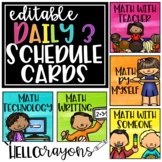 Editable Daily 3 Math Schedule Cards