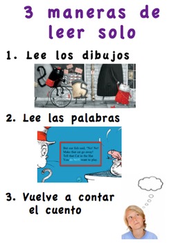 Preview of Editable Daily 5 Posters in Spanish - Read alone and with someone posters