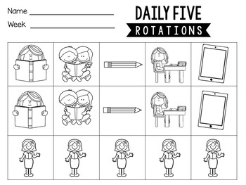 Preview of Editable Daily 5 Rotations Choice Board