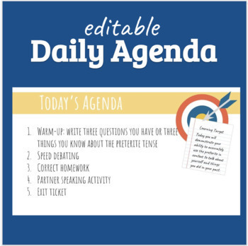Preview of Editable Daily Agenda Google Slide Template for All Grades, All Subjects