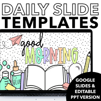 Preview of Editable Daily Agenda Slide Templates with Timers - Google Slides - Pastel Decor