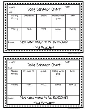Kindergarten Individual Behavior Chart
