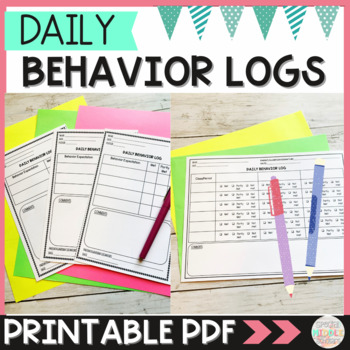 Preview of Printable Editable Daily Behavior Logs for Middle School Special Education