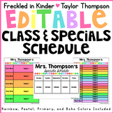Editable Daily Class & Specials Schedule