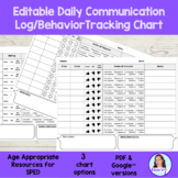 Editable Daily Communication Log/Behavior Tracking Chart