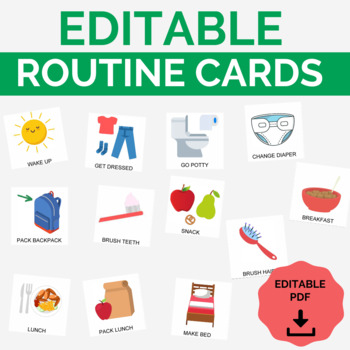 Preview of Editable Daily Kids Routine Cards | Visual Schedule Cards | Toddler Preschool