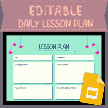 Preview of Editable Daily Lesson Plan Template