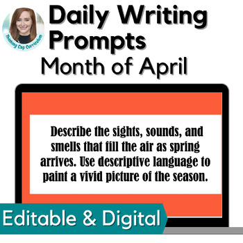 Preview of April Daily Journal Writing Prompts Bell Ringer Slides 6th, 7th, and 8th Grade