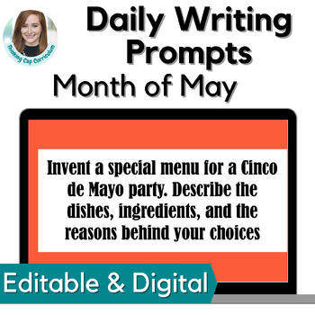 Preview of May Daily Journal Writing Prompts Bell Ringers Slides 6th, 7th, and 8th Grade