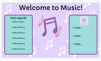 Preview of Editable Daily Music Agenda