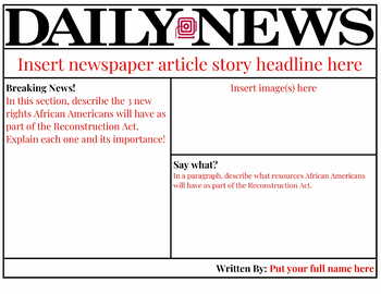 Editable Newspaper Template Worksheets Teaching Resources Tpt