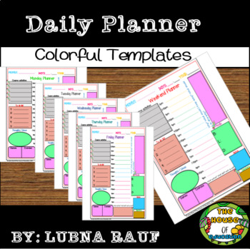 Preview of Editable Daily Planner colorful Templates(The House of Education)