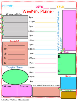 Editable Daily Planner colorful Templates(The House of Education)
