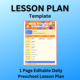 Editable Daily Preschool Lesson Plan Template Compatible w