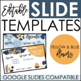 Editable Daily Presentation Slides - Blue and Yellow Flower Theme
