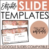 Editable Daily Presentation Slides - Fall Watercolor Theme