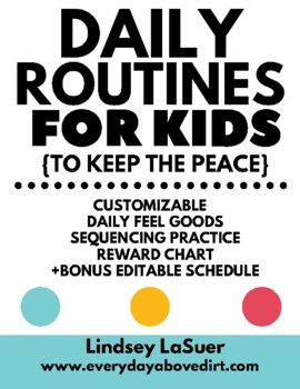 Preview of Editable Daily Routine Chart for Kids