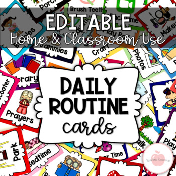 Preview of Editable Daily Routine Schedule Cards for Home and School Use