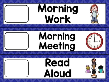 Editable Daily Schedule Cards (Blue) by Patricia Hudak | TpT