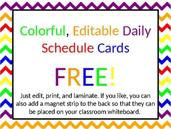 Preview of Editable Daily Schedule Cards - Free!