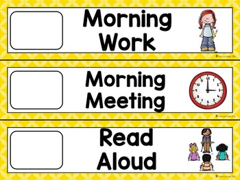 Editable Daily Schedule Cards (Yellow) by Patricia Hudak | TpT