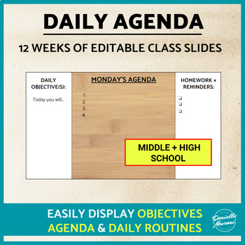 Preview of Editable Daily Schedule Digital Template High School Daily Agenda Google Slides