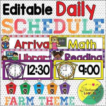 Preview of Editable Daily Schedule Farm Theme