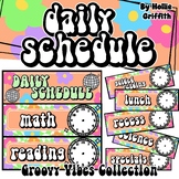 Editable Daily Schedule | Retro Groovy Vibes Classroom Decor