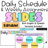 Editable Daily Schedule & Weekly Assignment Slides | Engli