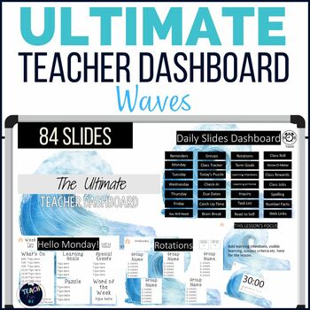 Preview of Editable Daily Slides Schedule Ultimate Teacher Dashboard - Waves