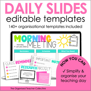 Preview of Editable Daily Slides Templates - Digital Classroom Organization