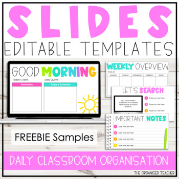 Preview of Editable Daily Slides Templates and Digital Organisation FREEBIE Sample Pack