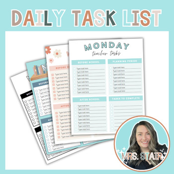 Preview of Editable Daily Task List