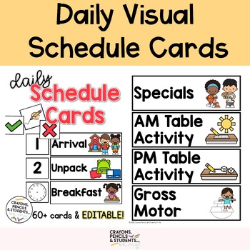 Editable Daily Visual Classroom Schedule Cards | TPT