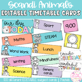 Editable Daily Visual Timetable Cards | Scandi Animals Pastel