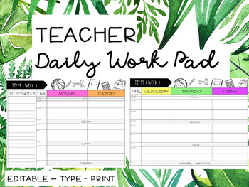 Preview of Editable Daily Workpad- NEWLY UPDATED!