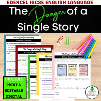 Preview of Editable Danger of a Single Story Google Slides, Quiz Questions & Exam Practice