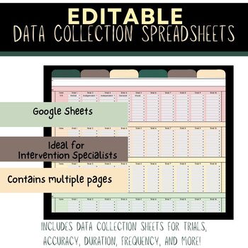 Preview of Editable Data Collection Tool: Google Sheets Template