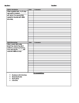 Preview of Editable Data Sheet for IEPs