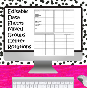 Preview of Editable Data Sheets Center Rotations Mixed Groups Special Ed, Speech Therapy