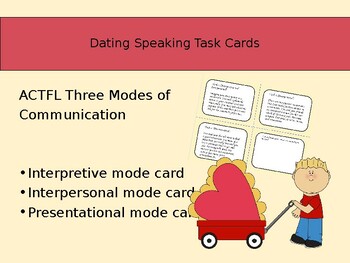 Preview of Editable Dating Speaking Task Cards for All Levels (ACTFL Modes)