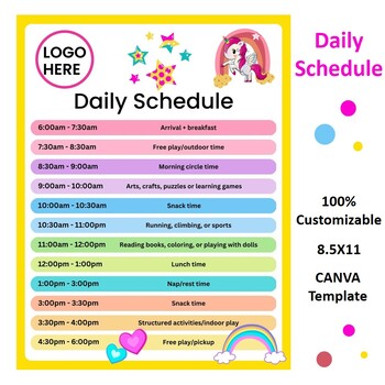 daily daycare schedule for infants