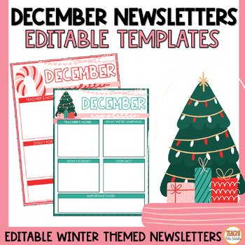Preview of Editable December Newsletter Template | Google Slides™ Available | Christmas
