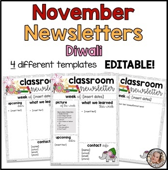 Preview of Editable November Newsletters | Diwali Template